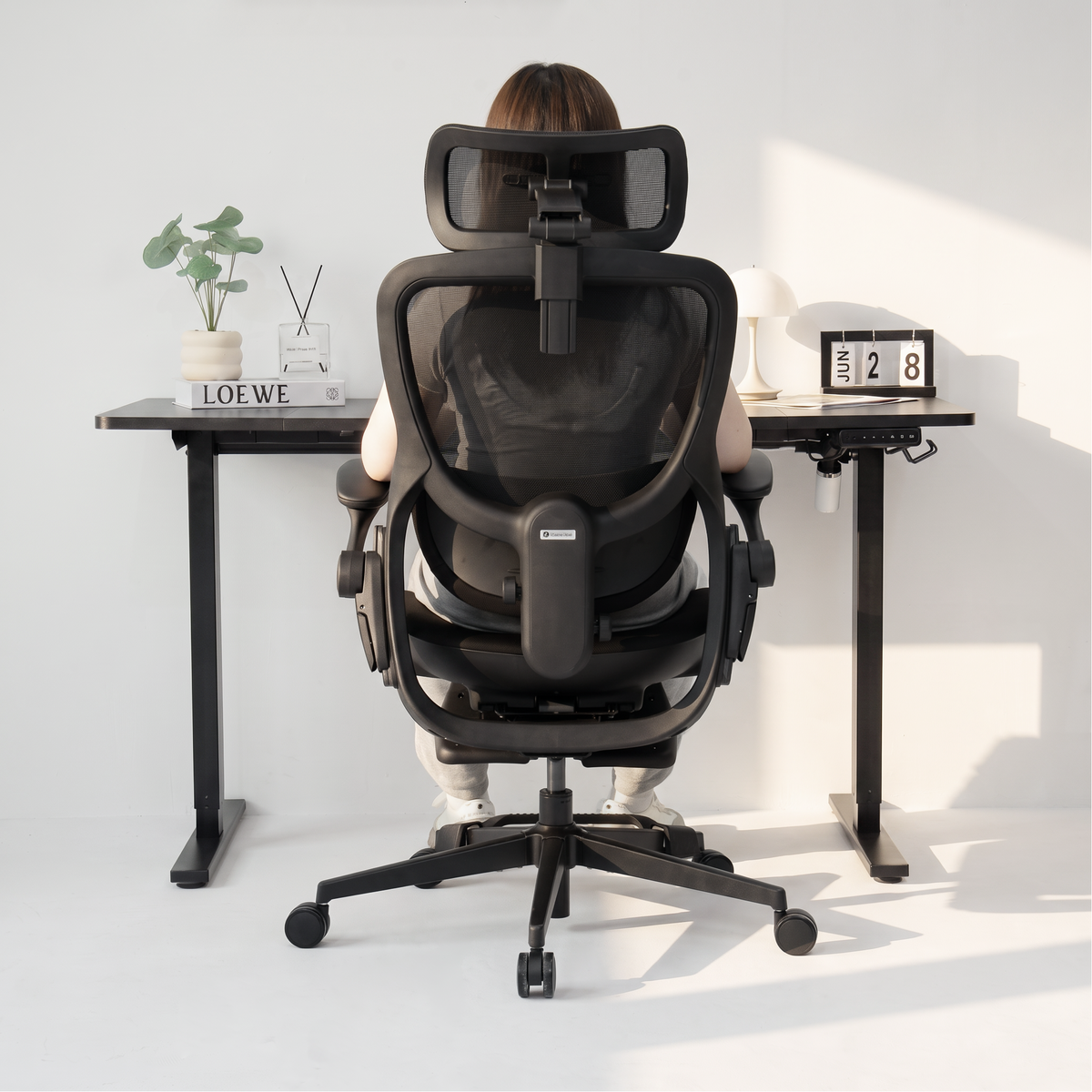 CabLady S2 Petite Ergonomic Office Chair in black, rear view showing ergonomic back and lumbar support 