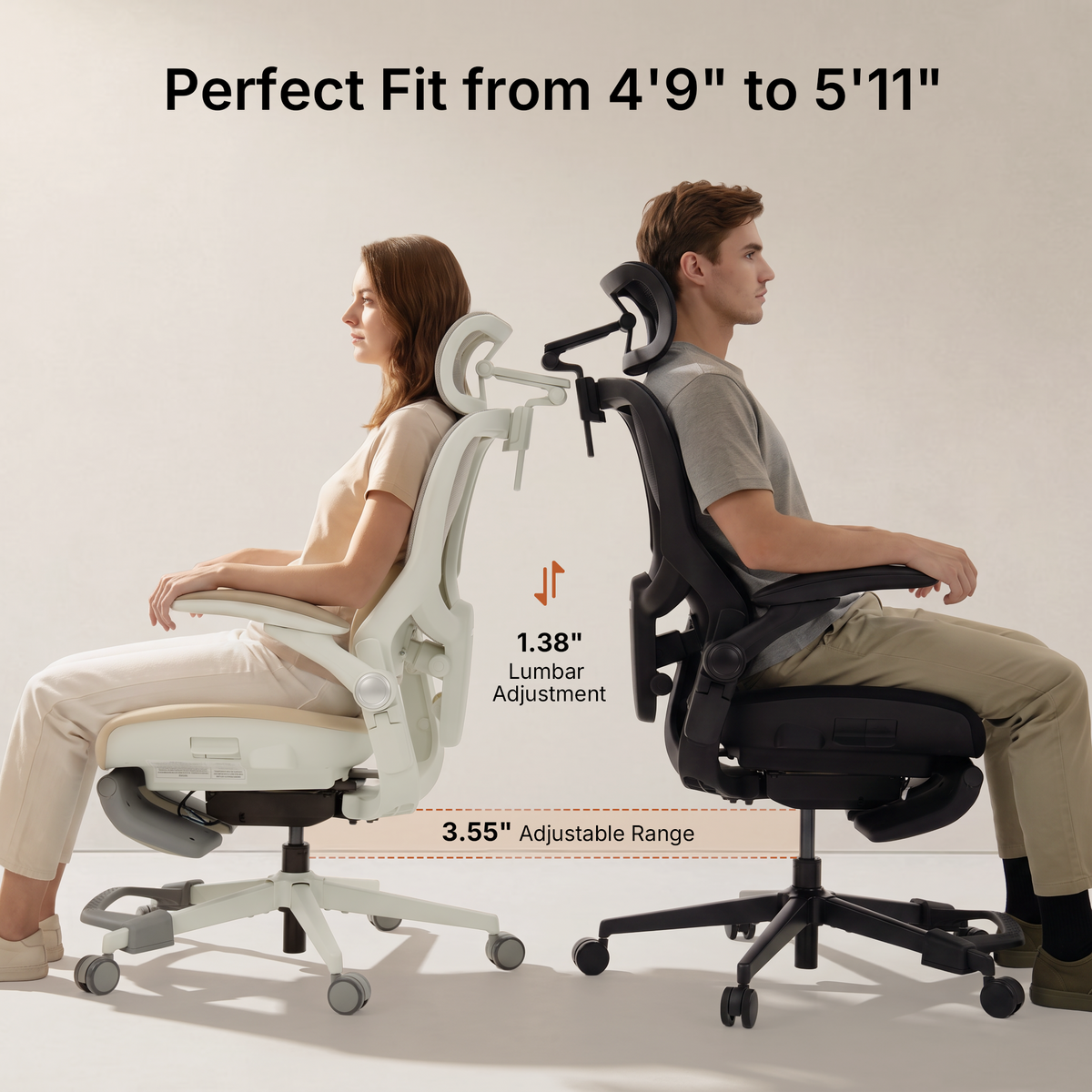 CabeVibe CabLady S2 Petite ergonomic office chair designed to fit users from 4'9" to 5'11" 