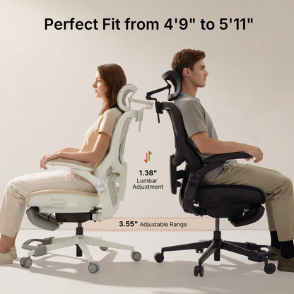 CabeVibe CabLady S2 Petite ergonomic office chair designed to fit users from 4'9" to 5'11" 